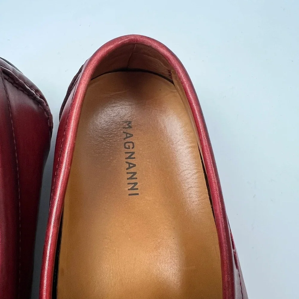 Magnanni Dylan Red Leather Penny Loafer Driving Moccasins‎ Men's 9 Shoes Preppy